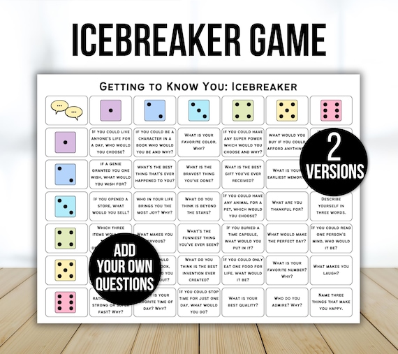 Icebreaker Game, Icebreaker Activity, Team Building Game, Table Talk Dice, Roll and Tell Game, Getting to Know You Game, Icebreaker Question