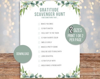 Gratitude Scavenger Hunt, Gratitude Scavenger Hunt for Kids, Gratitude Activity, Gratitude Game, Gratitude Hunt, Teach Gratitude Activity