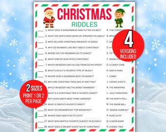 Christmas Riddles Game, Holiday Riddle Game, Fun Christmas Game, Printable Christmas Game, Christmas Family Game, Riddle Me This Christmas