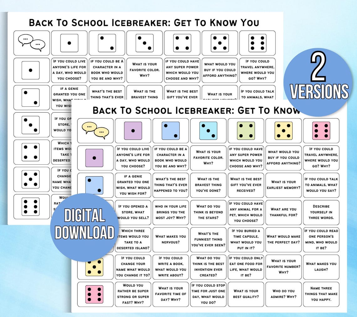 Icebreaker Game, Back to School Icebreaker, Team Building Game, Table ...