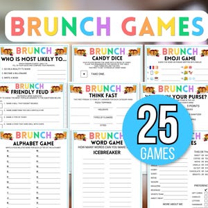 Brunch Party Games, Brunch Games, Icebreaker Table Games, Luncheon Games, Printable Brunch Games, Birthday Brunch, Brunch and Bubbly Games
