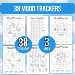 Maandelijkse Mood Trackers-bundel, Mood Tracker-dagboek, maandelijkse Mood Trackers, afdrukbare Bullet Journal-trackers, Mood in Pixels