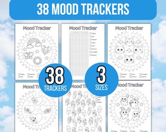 Maandelijkse Mood Trackers-bundel, Mood Tracker-dagboek, maandelijkse Mood Trackers, afdrukbare Bullet Journal-trackers, Mood in Pixels