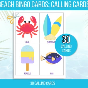 Beach Bingo, Fun in the Sun Bingo, 30 Printable Beach Bingo Cards ...