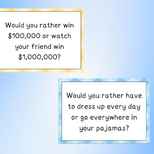Would You Rather Questions for Kids, Conversation Starters, Road Trip Games, Family Friendly Game, Funny Questions Game, Funny Kid Game