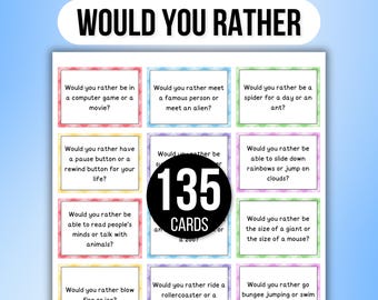 Would You Rather Questions for Kids, Conversation Starters, Road Trip Games, Family Friendly Game, Funny Questions Game, Funny Kid Game