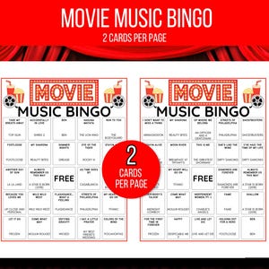 Movie Music Bingo, Movie Soundtrack Bingo, Music Bingo, Movie Soundtrack Songs Game, Music Bingo with Playlist, Music Office Party Game