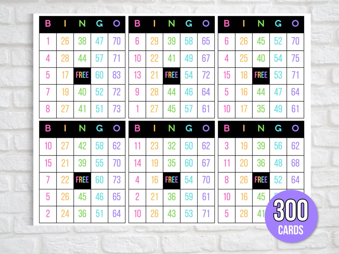 300 Bingo Cards, 6 per Page, Fun Party Game, Classroom Activity, Bingo ...