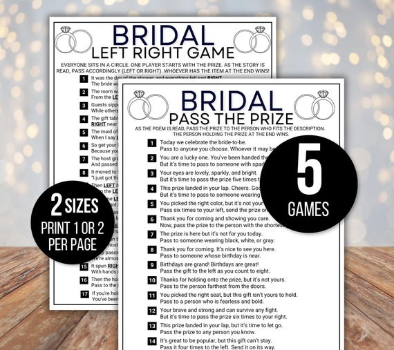 Pass the Gift Game, Bridal Pass the Gift Game, Bridal Pass the Prize Game, Bridal Activity, Bridal Shower Game, Bridal Left Right Game, Poem