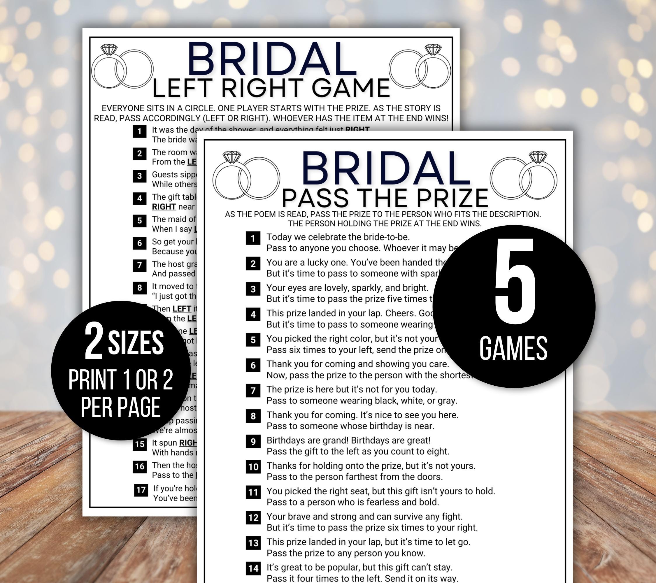 Pass the Gift Game, Bridal Pass the Gift Game, Bridal Pass the Prize Game, Bridal Activity, Bridal Shower Game, Bridal Left Right Game, Poem