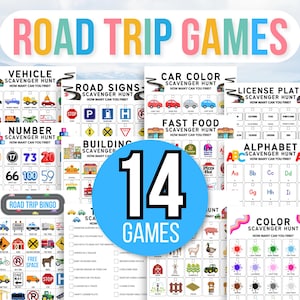 Road Trip Scavenger Hunts, Road Trip Games, Road Trip Hunt, Road Trip Activities, Road Trip Bingo, Road Trip Games Bundle, Kids Travel Games