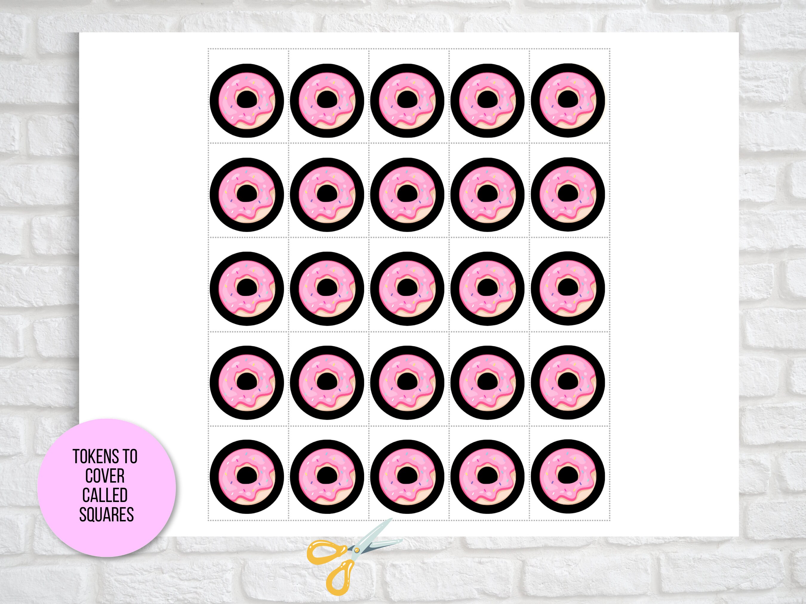 Donut Bingo 30 Printable Donut Bingo Cards Donut Birthday Etsy