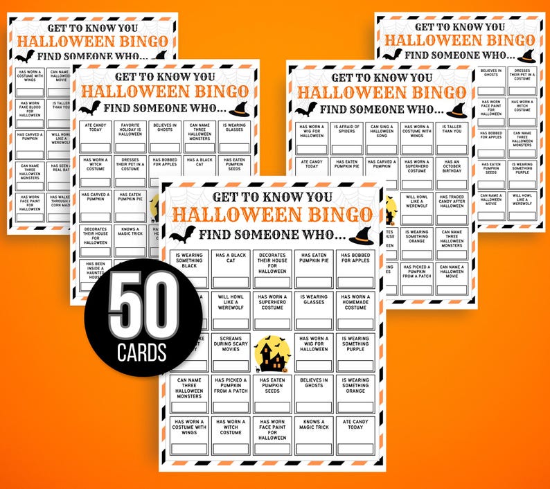 Buy Halloween Get to Know You Bingo, Halloween Bingo, Halloween Games