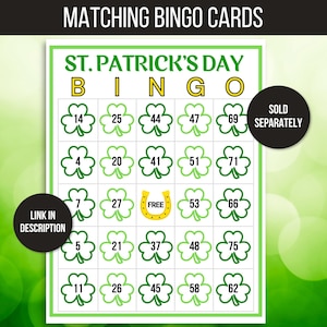St. Patrick's Day Bingo, 30 St. Patrick's Bingo Cards, St. Patrick's Day Game, St. Paddy's Game for Kids, St. Patrick's Day Party Game