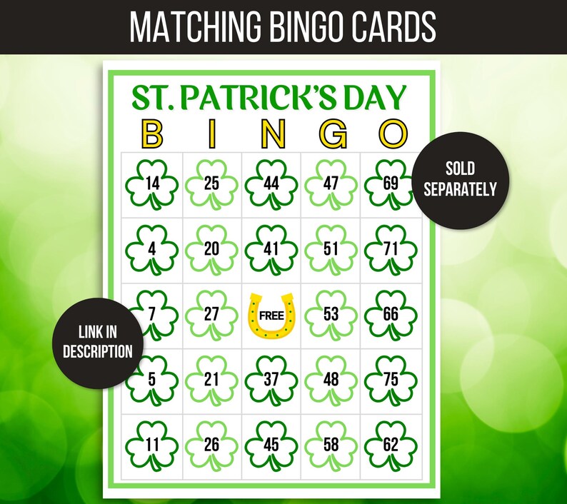 St. Patrick's Day Bingo, 30 St. Patrick's Bingo Cards, St. Patrick's Day Game, St. Paddy's Game for Kids, St. Patrick's Day Party Game