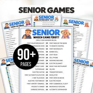 Senior Games Bundle, Activities for Seniors, Assisted Living Games, Nursing Home Activities, Senior Center Games, Senior Trivia, Senior