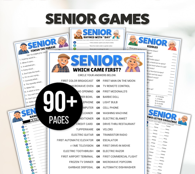 Senior Games Bundle, Activities for Seniors, Assisted Living Games, Nursing Home Activities, Senior Center Games, Senior Trivia, Senior