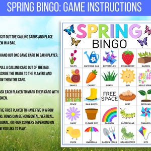 Spring Bingo, 60 Printable Spring Bingo Cards, Spring Party Game, Spring Activity, Spring Game, Springtime Game, Easter Bingo, Easter Game