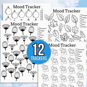 Maandelijkse Mood Trackers-bundel, Mood Tracker-dagboek, maandelijkse Mood Trackers, afdrukbare Bullet Journal-trackers, Bullet Journal-inzetstukken