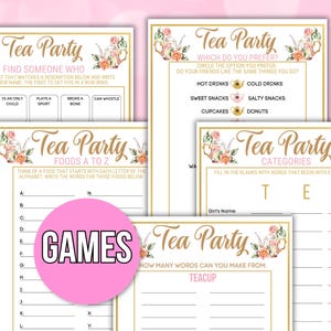 Tea Party Games Printable, Tea Party Activities, Girls Tea Party Games ...