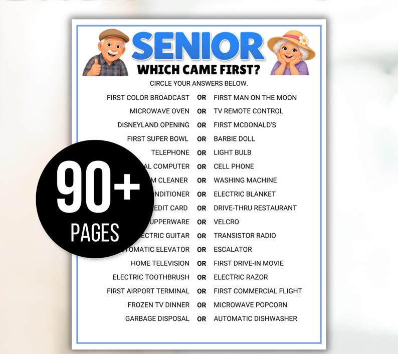 Senior Games Bundle, Activities for Seniors, Assisted Living Games, Nursing Home Activities, Senior Center Games, Senior Trivia, Senior