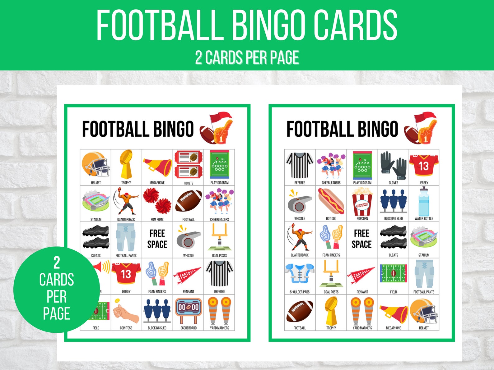 Football Bingo 30 Unique Printable Football Bingo Cards - Etsy