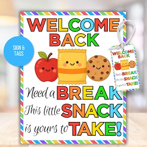 Welcome Back to School Sign, Back to School Gift Tag, First Day of School Sign, Back to School Treat Sign, Welcome Back Treat Tag, Teacher