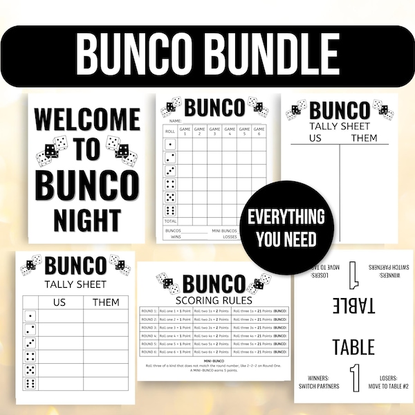 Bunco Score Sheet, Bunco Tally Sheets, Bunco Scorecards, Bunco Game Rules, Bunco Table Numbers, Bunco Party Game, Bunco Dice Game, Bunco Fun