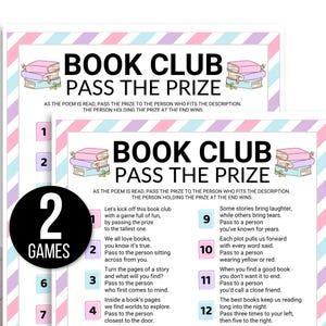 Book Club Pass the Gift Games, Book Club Pass the Prize Games, Book Club Game, Book Club Pass the Present Game, Book Club Activities, Books