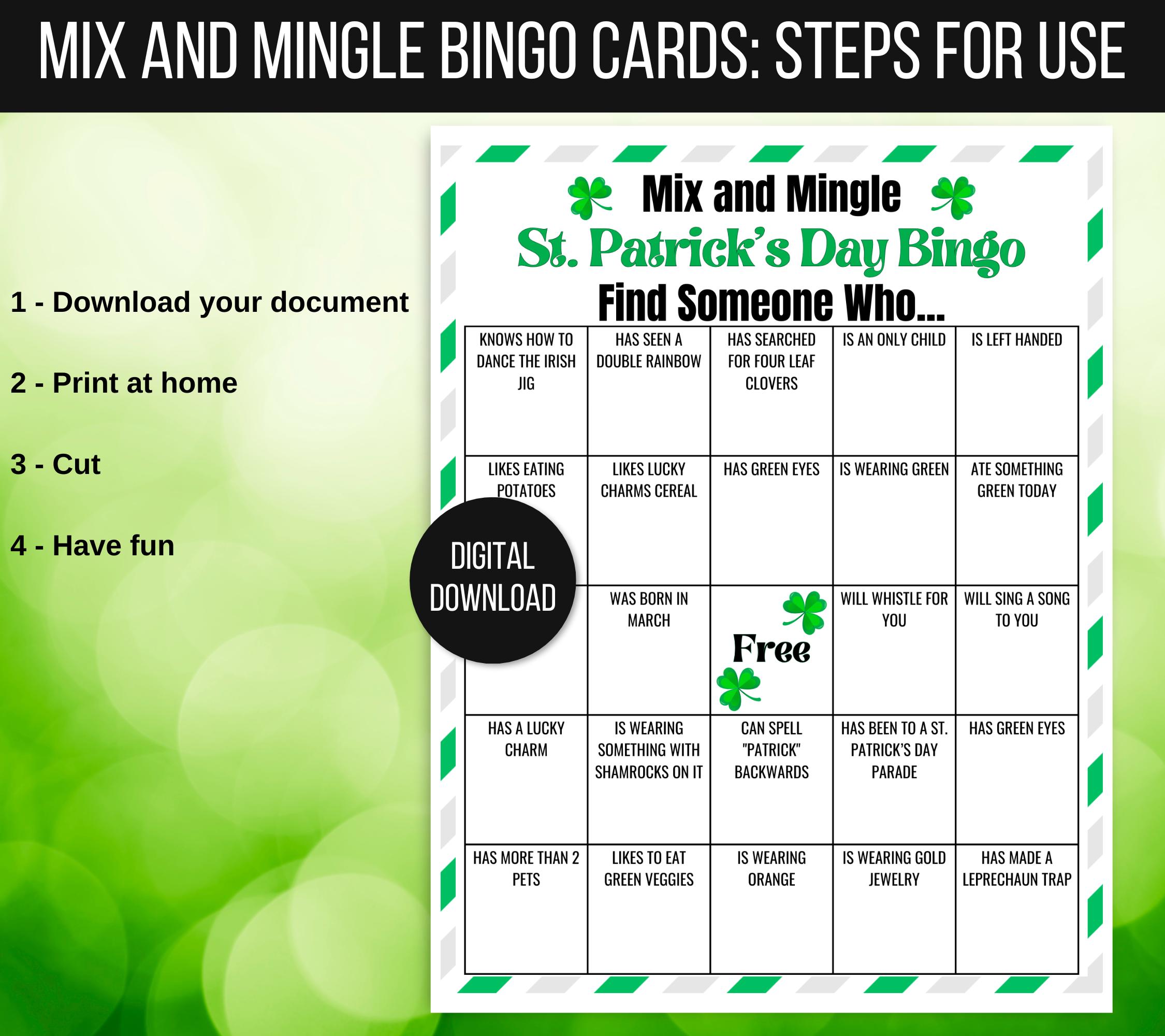 St. Patrick's Day Bingo, St. Patricks Day Get to Know You Bingo, Find ...
