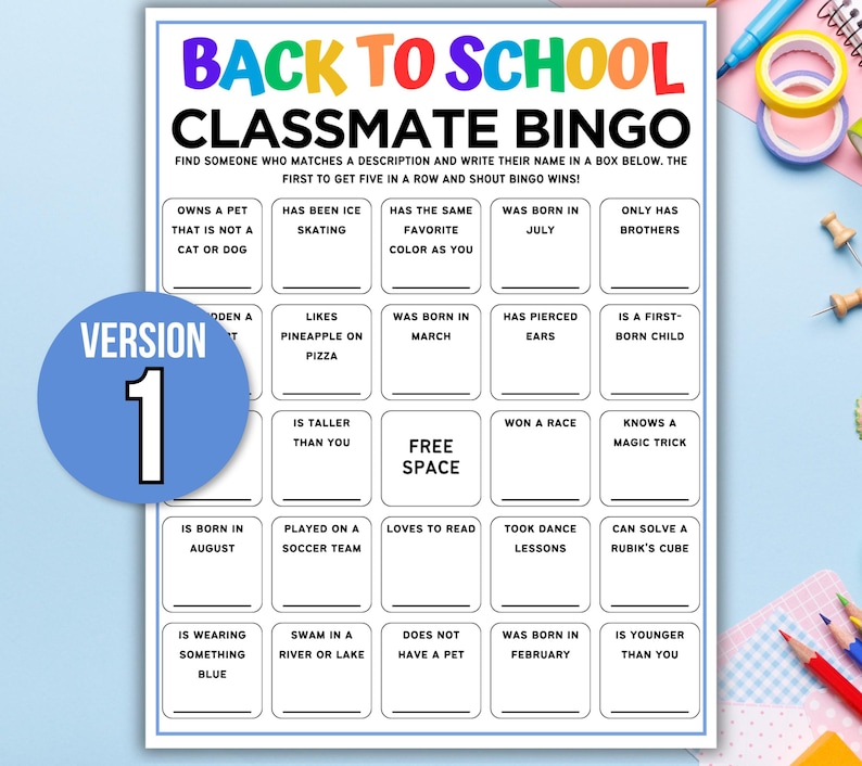 Back to School Bingo, Back to School Games, Classmate Bingo, Get to ...