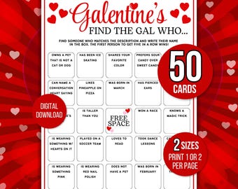 Galentine's Bingo, Galentine's Get to Know You Bingo, Find Someone Who Bingo, Find the Guest Bingo, Icebreaker Game, Mix and Mingle Bingo