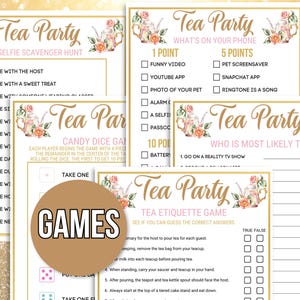 Tea Party Games Printable, Tea Party Activities, Girls Tea Party Games ...