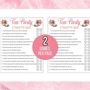 Tea Party Etiquette Game Printable, Tea Etiquette Game, Tea Party ...