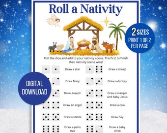 Roll a Nativity, Nativity Game, Birth of Jesus Game, Christmas Bible Game, Nativity Craft, Nativity Game for Kids, Christian Christmas Craft