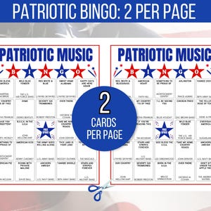 Music Bingo, Patriotic Music Bingo, Fourth of July Bingo Cards, Patriotic Bingo, Independence Day Bingo, 4th of July Game, Veterans Bingo