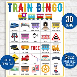 Train Bingo, 30 Printable Train Bingo Cards, Train Travel Bingo, Train ...