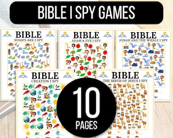 Bible Games, Bible I Spy, Sunday School I Spy, Old Testament I Spy, Printable I Spy Game, Bible Stories I Spy, Noah's Ark, Nativity, Jonah