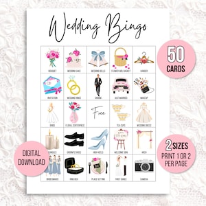 Cartões de Bingo para Casamento, 50 Cartões de Bingo para Casamento, Jogo de Bingo para Chá de Panela, Ideia de Jogo para Casamento, Jogo para Recepção de Casamento, Jogo de Bingo para Casais