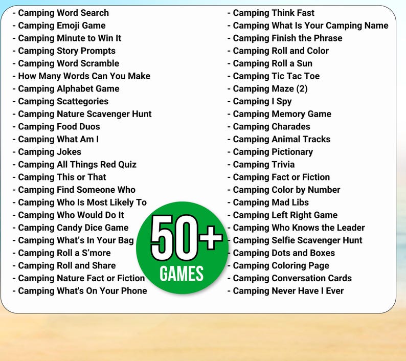 Camping Games, Camping Party Games, Camping Activities, Camping Games for Kids, Camping Printable, Camping Activities, Camping Games Bundle