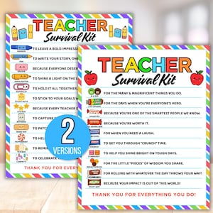 Teacher&#39;s Survival Kit Gift Tag, Editable Teacher Survival Kit Tag, First Day Of School Gift Tag, Back To School Gift Tag, Teacher Gift Tags