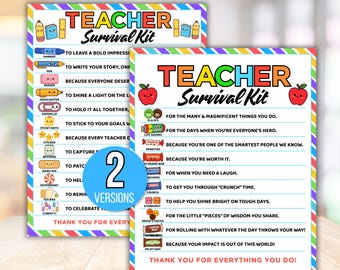 Teacher's Survival Kit Gift Tag, Editable Teacher Survival Kit Tag, First Day Of School Gift Tag, Back To School Gift Tag, Teacher Gift Tags