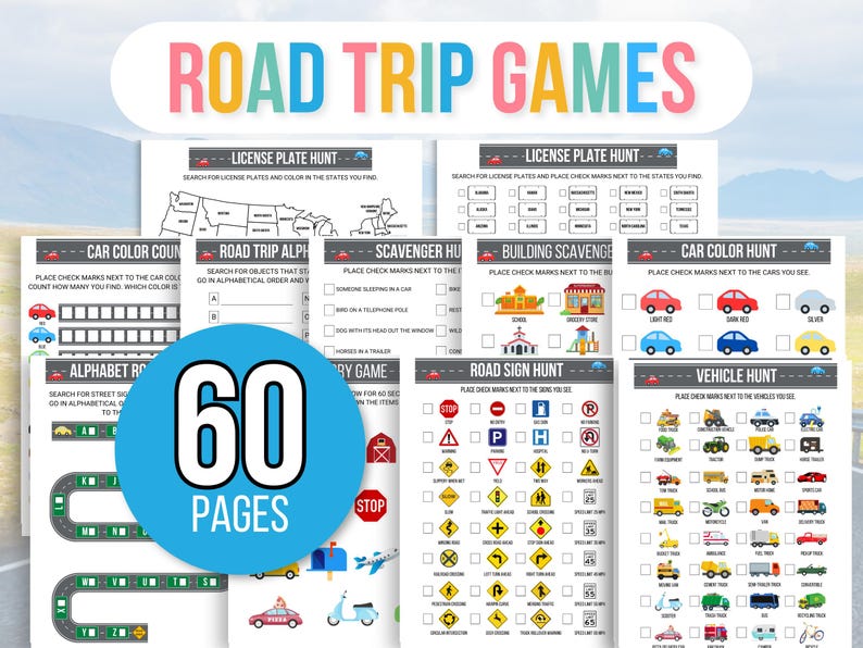 Kids Road Trip Games Printable, Travel Activities, Road Trip Games Bundle, Kids Travel Games, Kids Car Activities, Family Road Trip Games