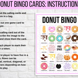 Donut Bingo, 30 Printable Donut Bingo Cards, Donut Birthday, Donut ...