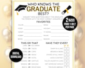 Who Knows The Graduate Best, Graduation Party Game, How Well Do You Know the Graduate, Graduation Printable, Graduation Games, Graduation