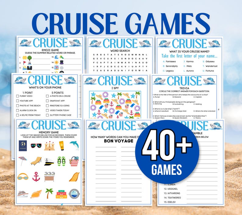 Cruise Games, Cruise Activities, Cruise Bingo, Cruise Family Games, Cruise Printables