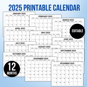 Kalender 2025, maandplanner 2025, minimale planner 2025, wandkalender 2025, maandplanner 2025, planner 2025, bewerkbare kalender 2025