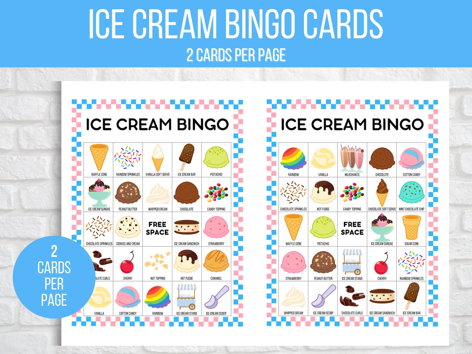 Ice Cream Bingo 30 Printable Ice Cream Bingo Cards Ice Cream Etsy