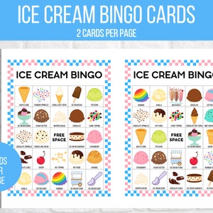 Ice Cream Bingo 30 Printable Ice Cream Bingo Cards Ice Cream - Etsy