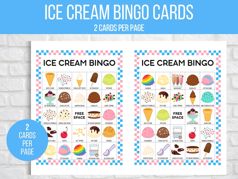 Ice Cream Bingo 30 Printable Ice Cream Bingo Cards Ice Cream - Etsy